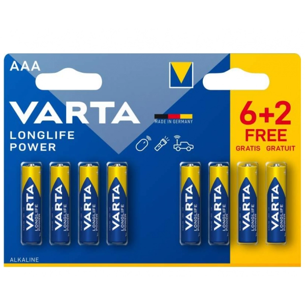 Baterie Alkaiczne AAA LR03 6+2 - VARTA