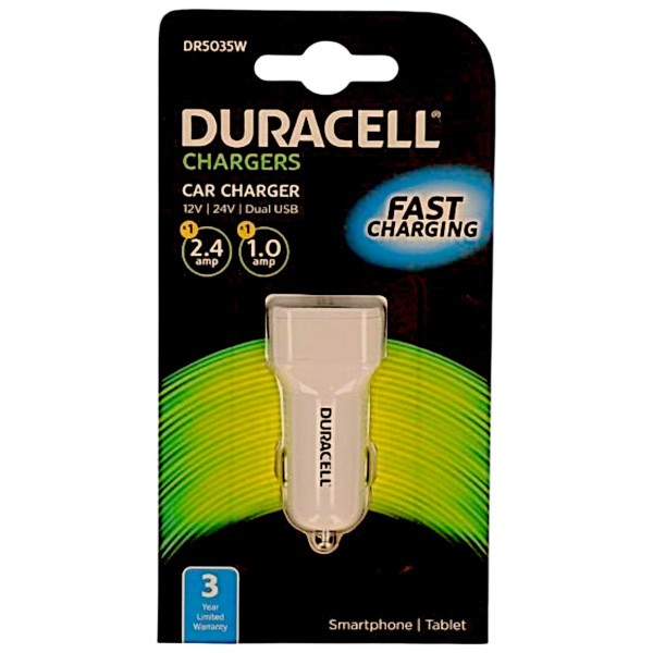 Ładowarka samochodowa z dwoma portami USB - Duracell
